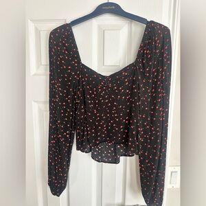 Free People Black Print Long Sleeve